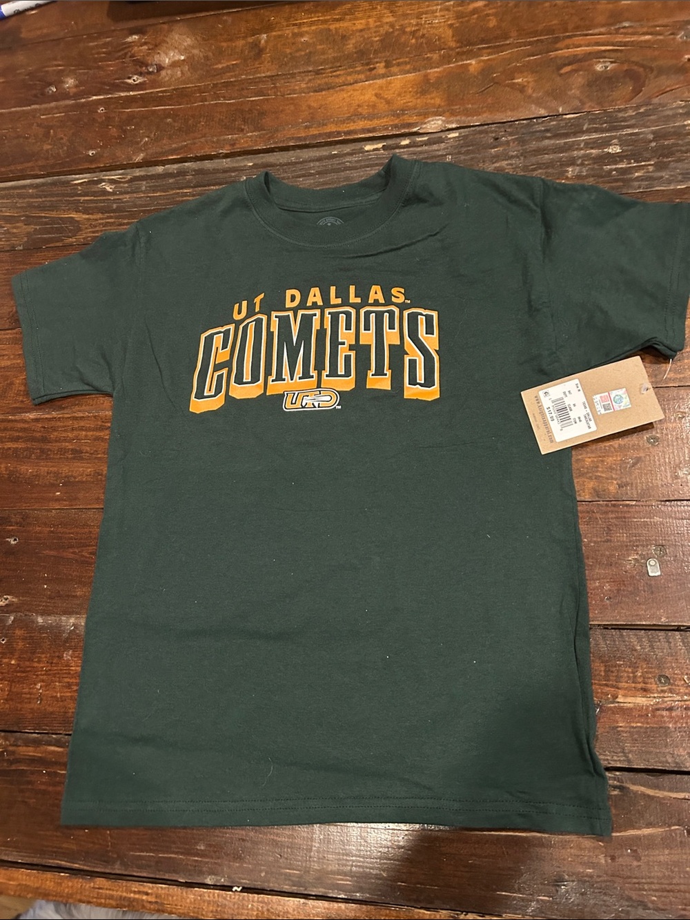 Rivalry Threads UT Dallas Comets Forest Green Tee with Gold Lettering